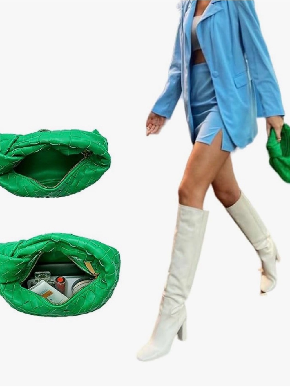 Green Woven Clutch Bag - Stylish Women's Evening Bag